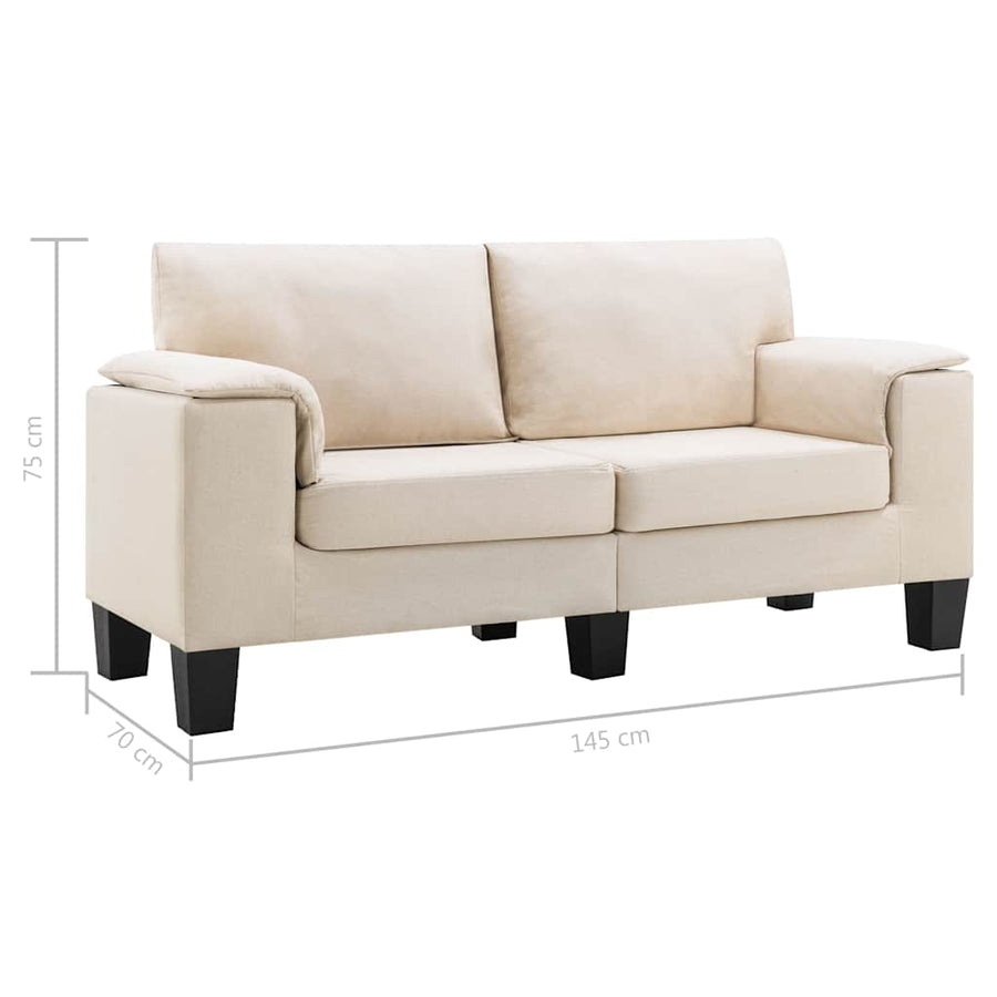 2-Seater Sofa Cream Fabric