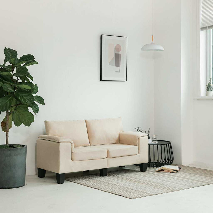2-Seater Sofa Cream Fabric