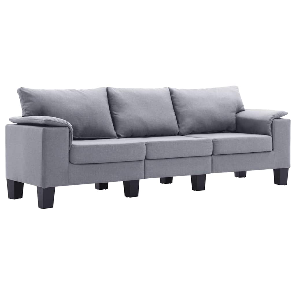 3-Seater Sofa Light Grey Fabric