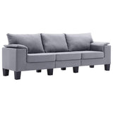 3-Seater Sofa Light Grey Fabric - Front View