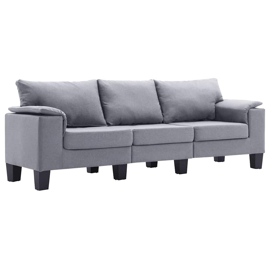 3-Seater Sofa Light Grey Fabric