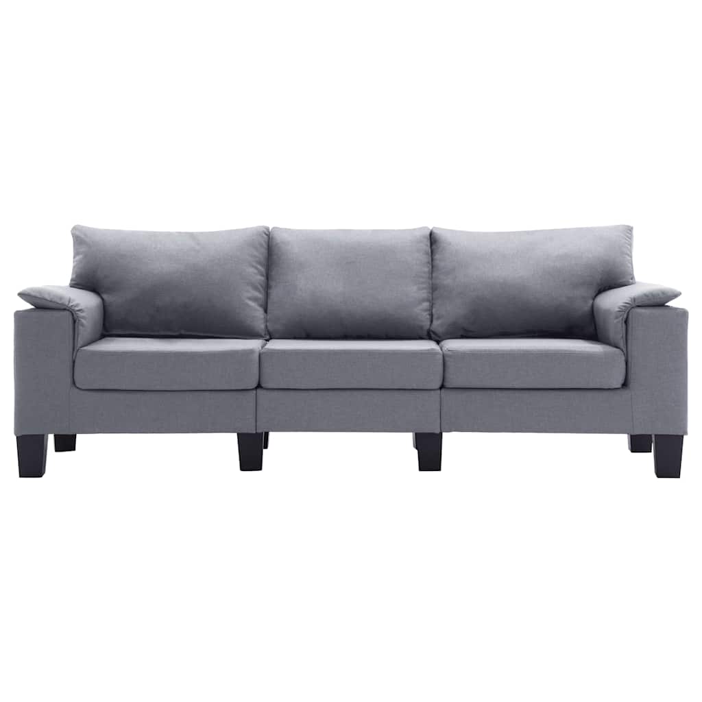 3-Seater Sofa Light Grey Fabric