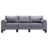 3-Seater Sofa Light Grey Fabric