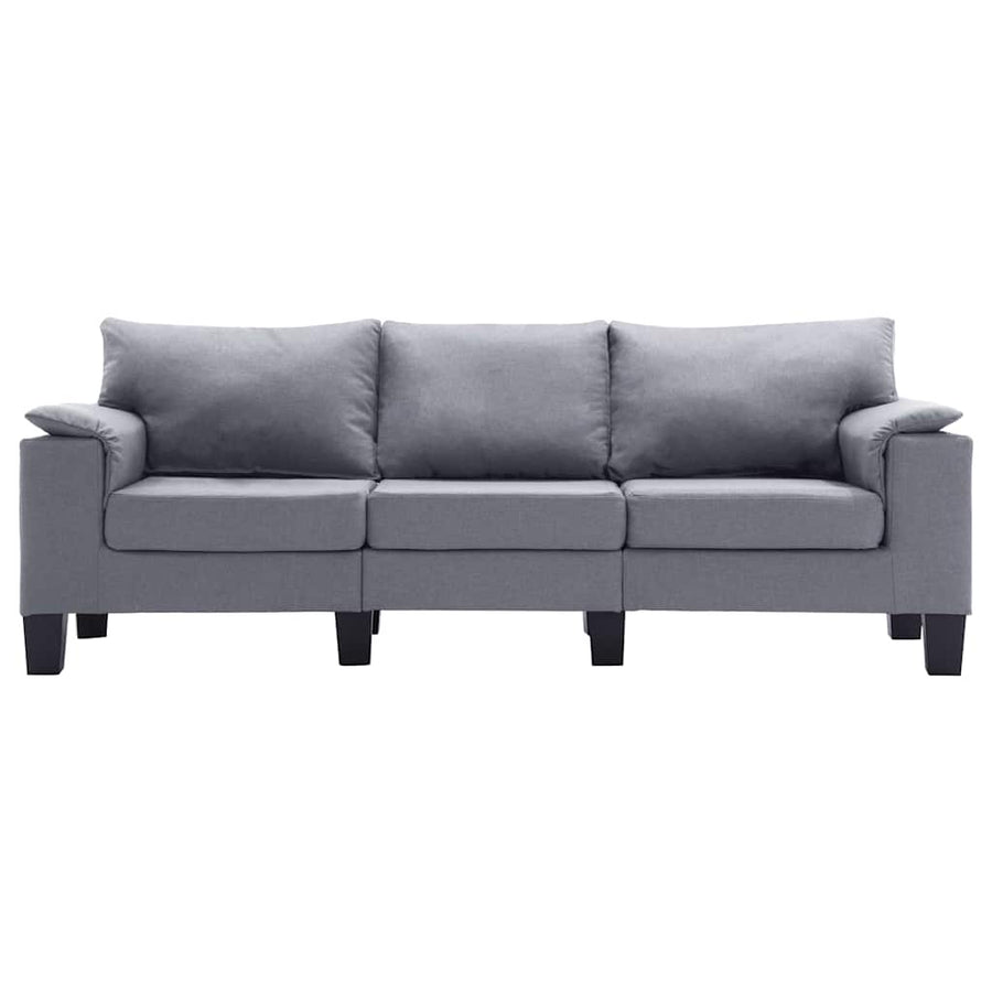 3-Seater Sofa Light Grey Fabric