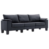 3-Seater Sofa Dark Grey Fabric