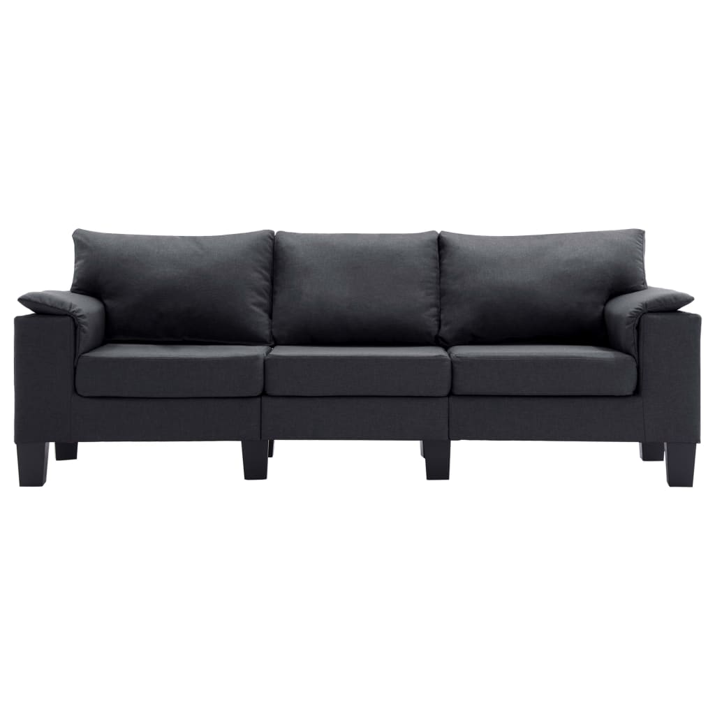 3-Seater Sofa Dark Grey Fabric