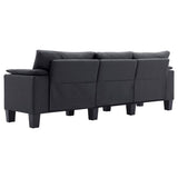 3-Seater Sofa Dark Grey Fabric - 45-Degree Angle
