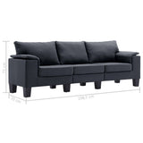 3-Seater Sofa Dark Grey Fabric