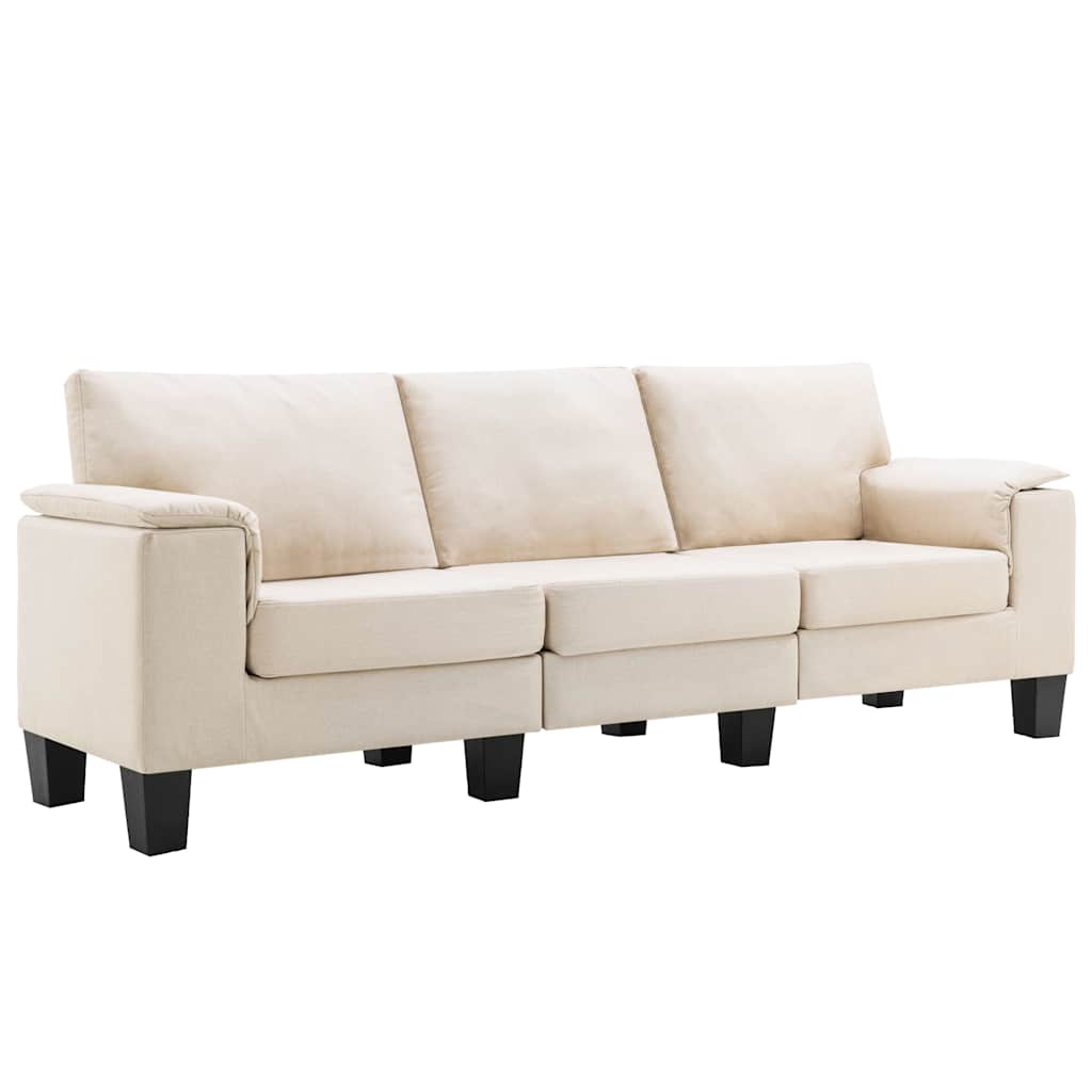 3-Seater Sofa Cream Fabric
