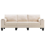 3-Seater Sofa Cream Fabric