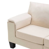 3-Seater Sofa Cream Fabric - Rear View