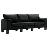 3-Seater Sofa Black Fabric