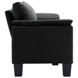 3-Seater Sofa Black Fabric - Top-Down View