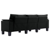 3-Seater Sofa Black Fabric - 45-Degree Angle
