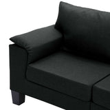 3-Seater Sofa Black Fabric