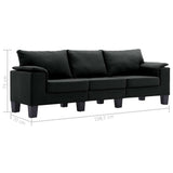 3-Seater Sofa Black Fabric - Extra Image