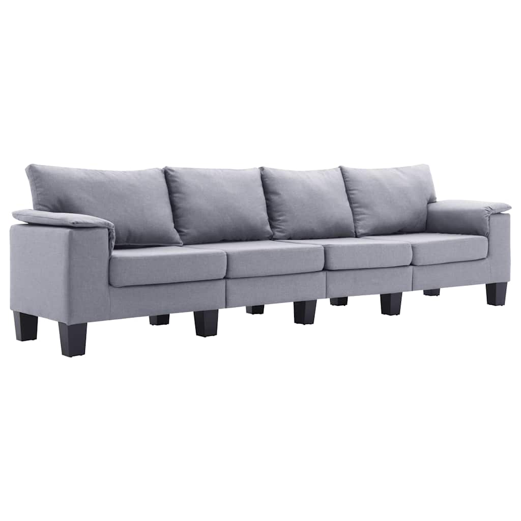 4-Seater Sofa Light Grey Fabric