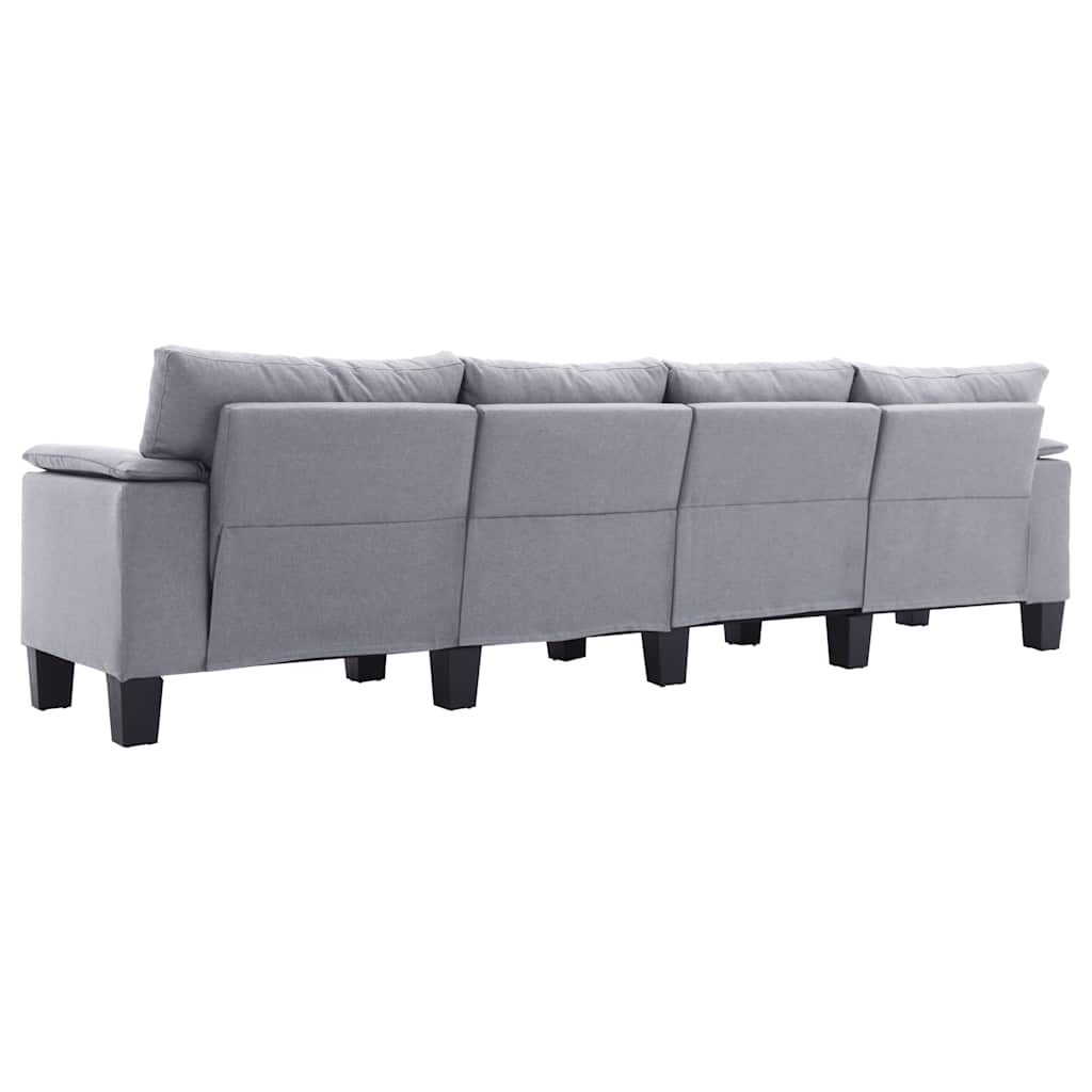 4-Seater Sofa Light Grey Fabric