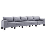 5-Seater Sofa Light Grey Fabric - Front View
