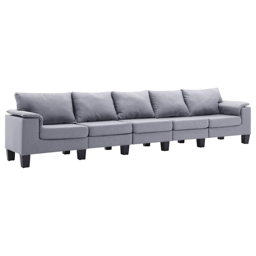 5-Seater Sofa Light Grey Fabric