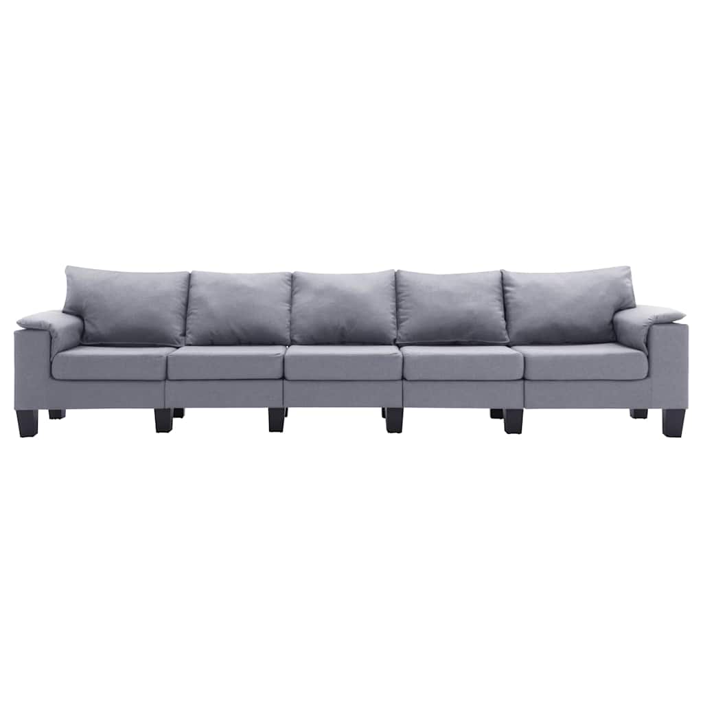 5-Seater Sofa Light Grey Fabric