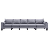 5-Seater Sofa Light Grey Fabric
