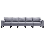 5-Seater Sofa Light Grey Fabric