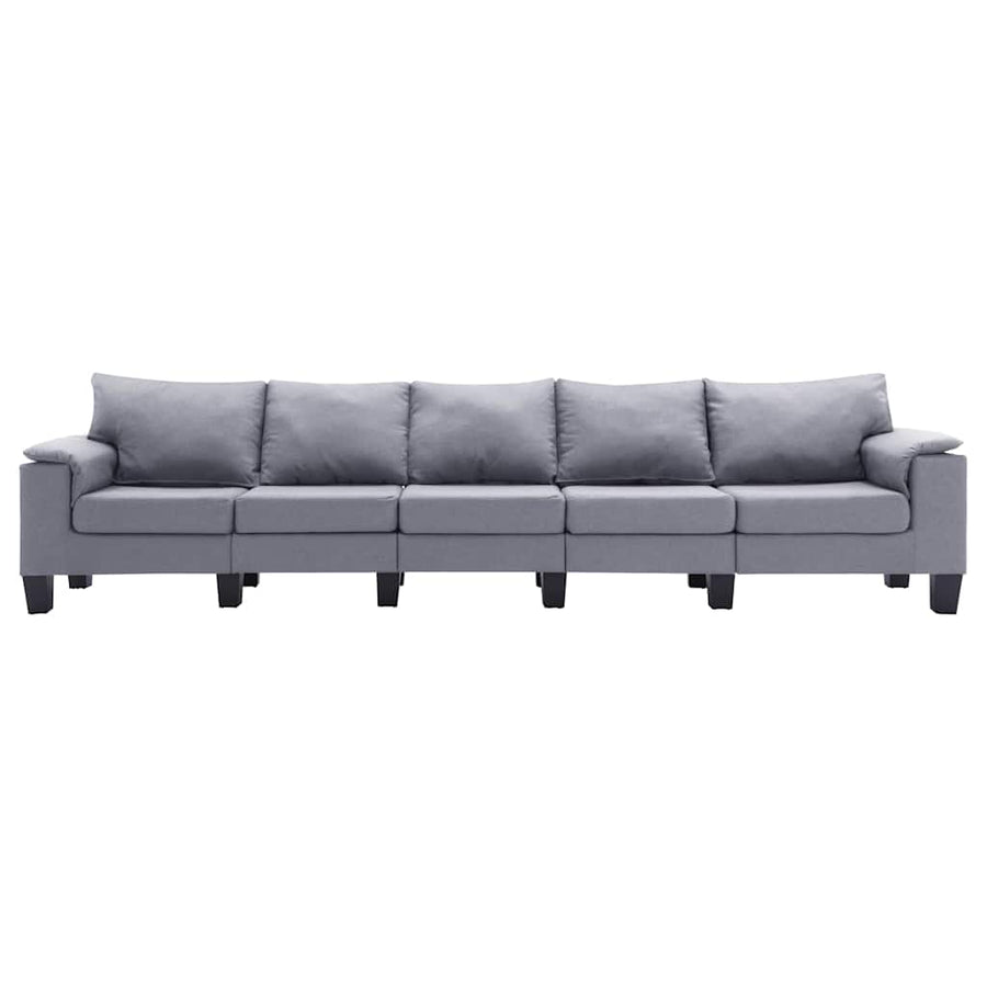 5-Seater Sofa Light Grey Fabric