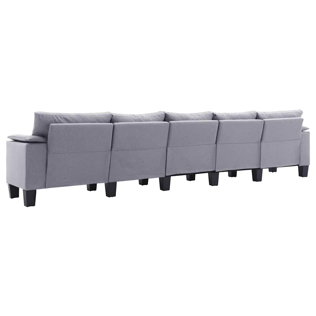 5-Seater Sofa Light Grey Fabric