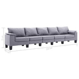 5-Seater Sofa Light Grey Fabric - Extra Image