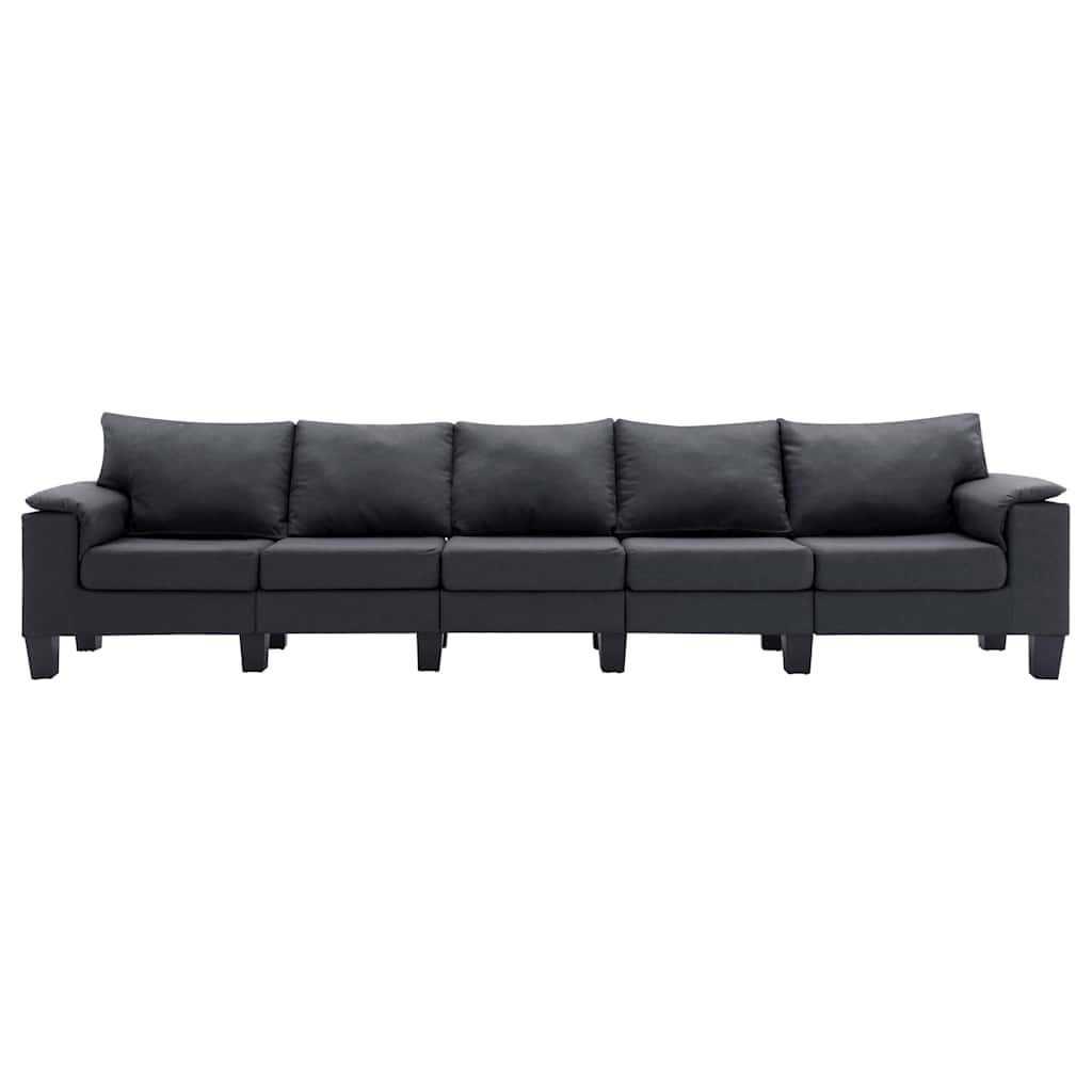 5-Seater Sofa Dark Grey Fabric