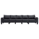 5-Seater Sofa Dark Grey Fabric