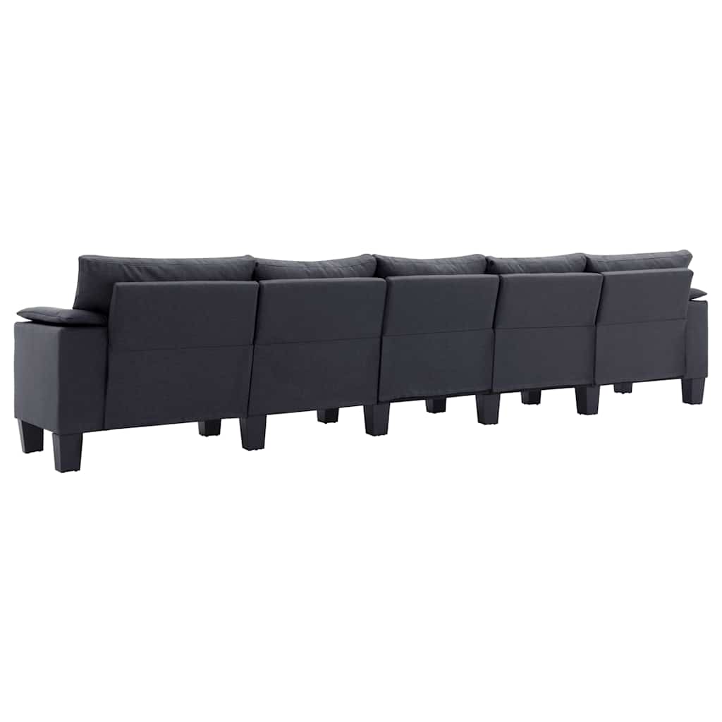 5-Seater Sofa Dark Grey Fabric