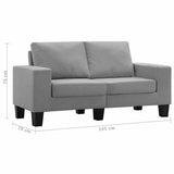 2-Seater Sofa Light Grey Fabric - Extra Image