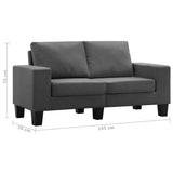 2-Seater Sofa Dark Grey Fabric - Extra Image