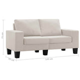 2-Seater Sofa Cream Fabric - Extra Image