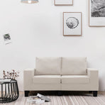 2-Seater Sofa Cream Fabric