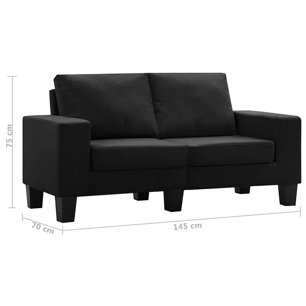 2-Seater Sofa Black Fabric