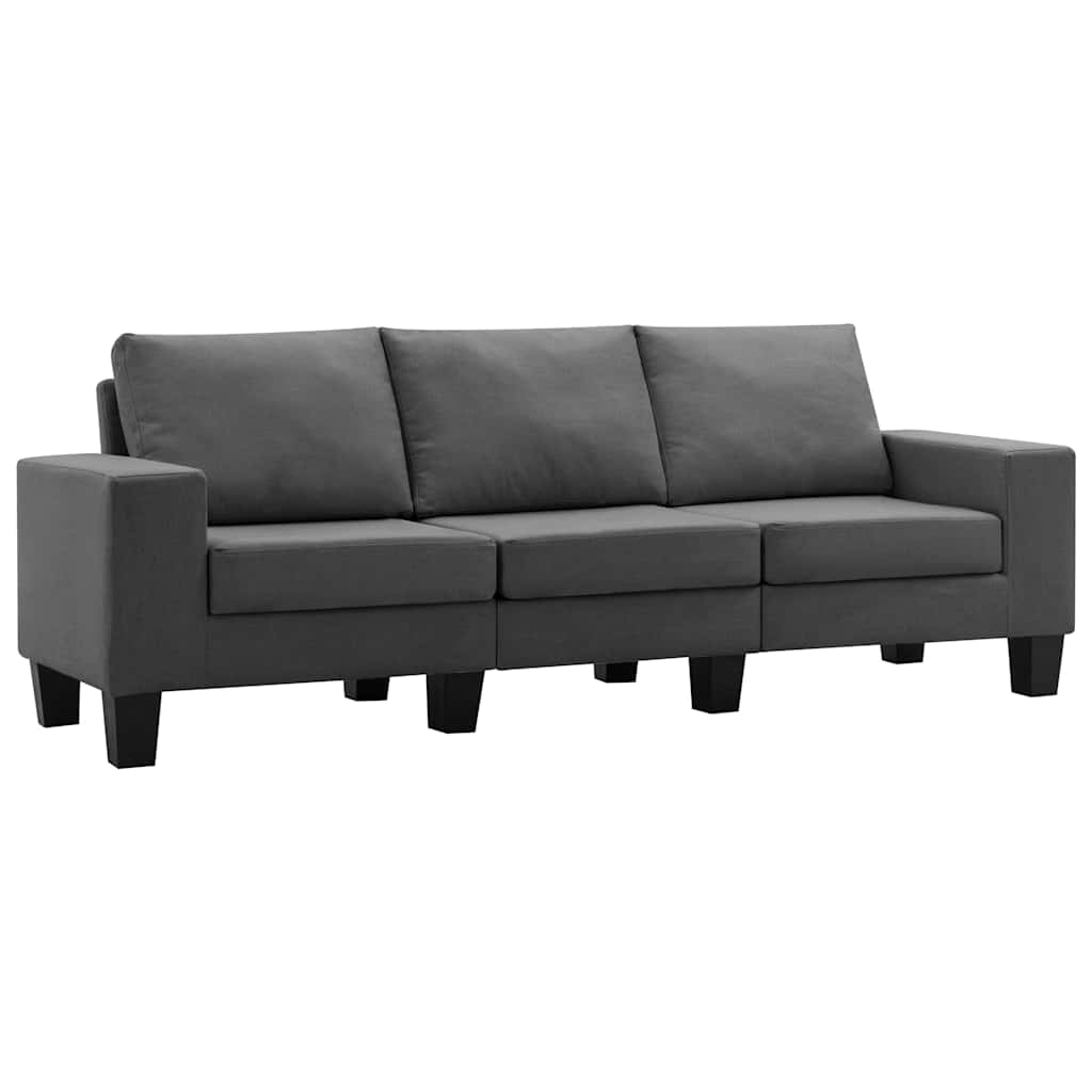 3-Seater Sofa Dark Grey Fabric