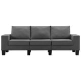 3-Seater Sofa Dark Grey Fabric