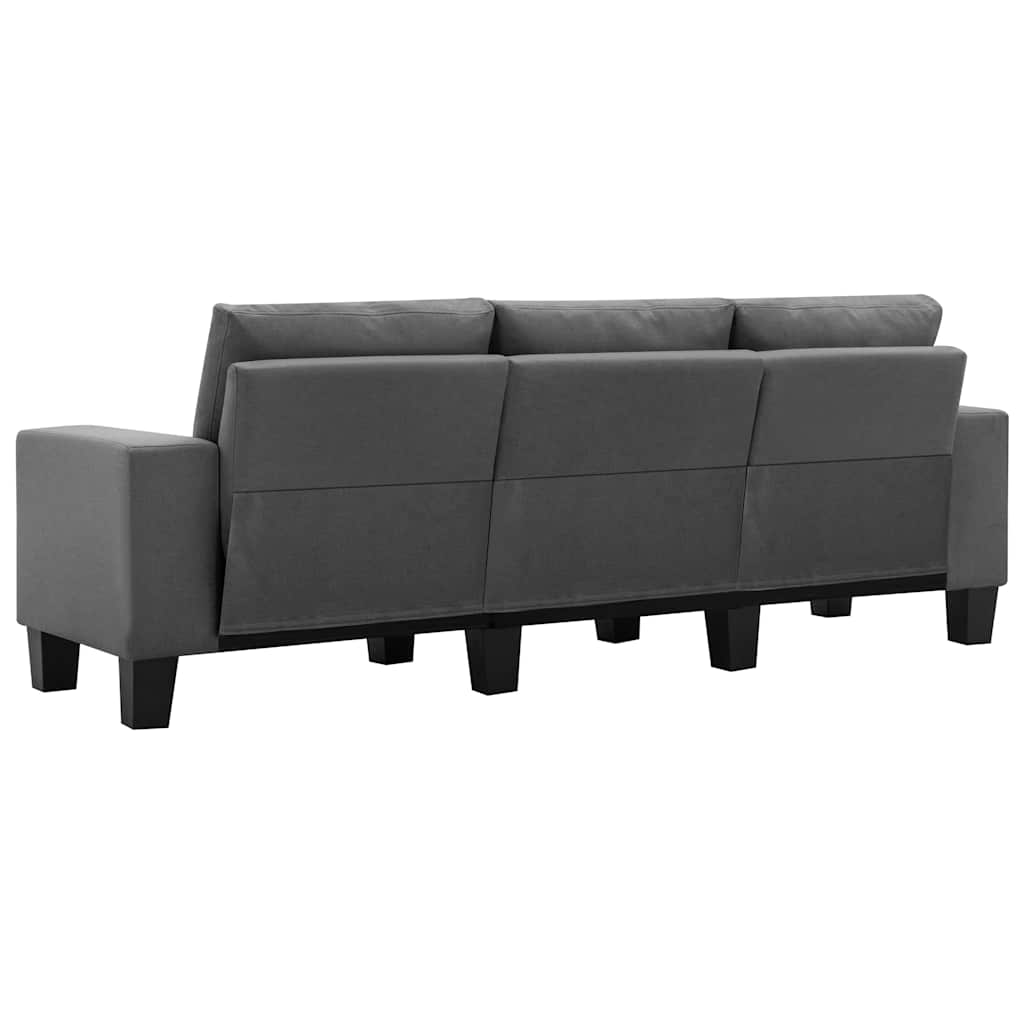 3-Seater Sofa Dark Grey Fabric