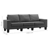 3-Seater Sofa Dark Grey Fabric - Extra Image