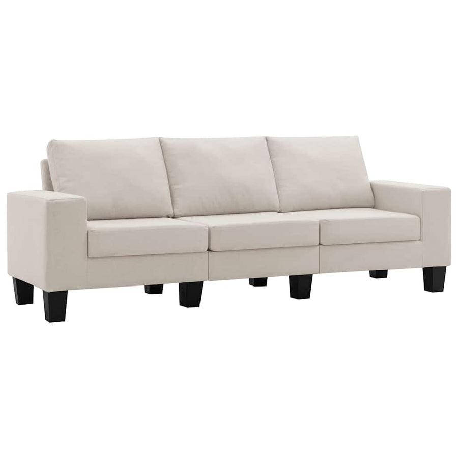 3-Seater Sofa Cream Fabric