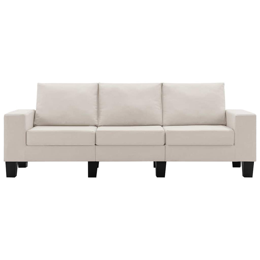 3-Seater Sofa Cream Fabric