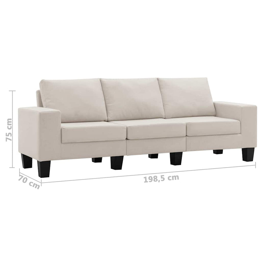 3-Seater Sofa Cream Fabric
