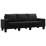 3-Seater Sofa Black Fabric - Front View