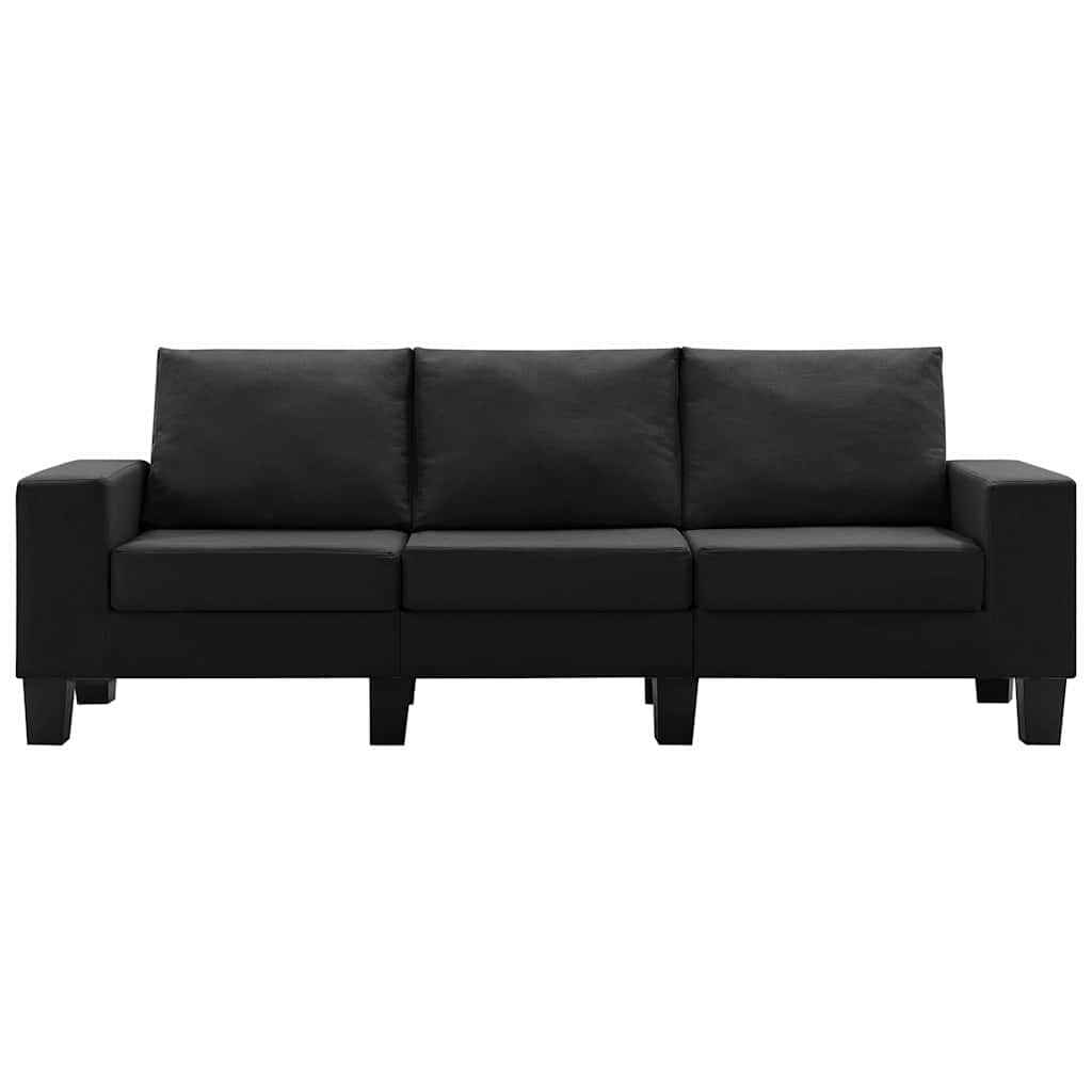 3-Seater Sofa Black Fabric