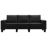 3-Seater Sofa Black Fabric - Side View