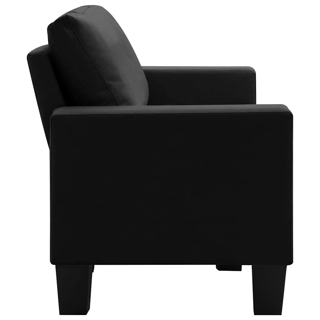 3-Seater Sofa Black Fabric