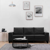 3-Seater Sofa Black Fabric